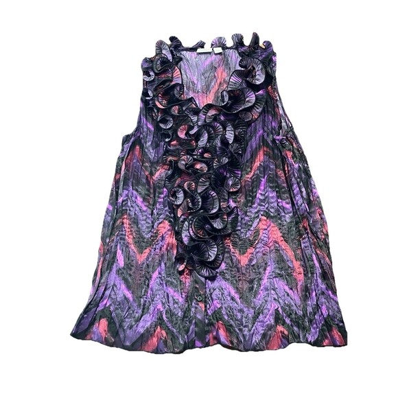 Cato Women’s 18/20W Button Down Ruffle Front Royal Purple Sleeveless Blouse - Picture 10 of 11